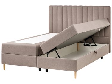 Boxspring met opbergruimte Stof OFFICER 160 x 200 cm Taupe