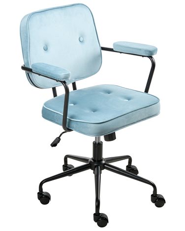 Chaise de bureau PAWNEE Velours Bleu clair