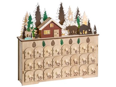 Décoration de Noël LED HELIN Calendrier de l'Avent 33 cm Marron clair