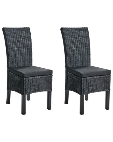 Set van 2 eetkamerstoelen ANDES Rotan Zwart