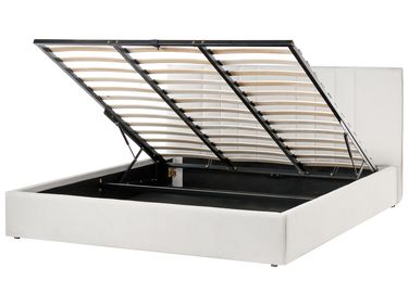 Bed met opbergruimte Stof TARASCON 180 x 200 cm Lichtbeige