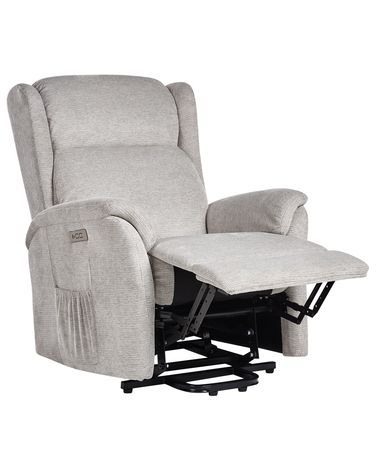 Fauteuil inclinable électrique ELEGY Repose-pieds inclus Tissu Gris clair