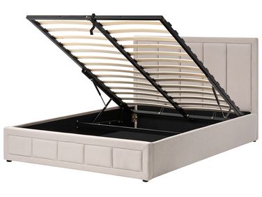 Bed met opbergruimte Stof QUIBERON 160 x 200 cm Beige