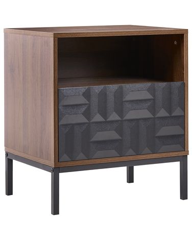 1 Drawer Bedside Table CARAQUET Dark Brown