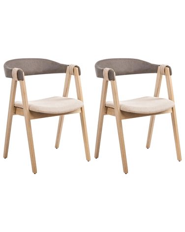 Set van 2 eetkamerstoelen DAY Stof Lichtbruin/taupe