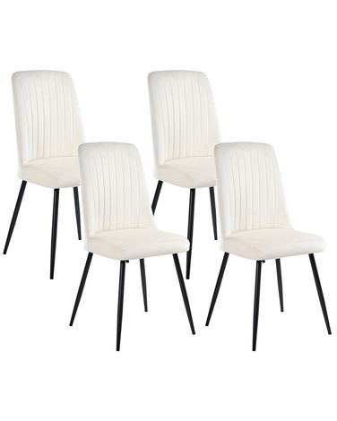 Set van 4 eetkamerstoelen KIRBY Fluweel Gebroken wit