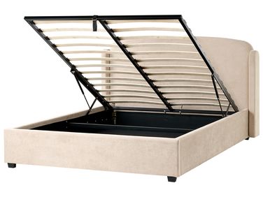 Ottoman Bed Fabric BERNAY 160 x 200 cm (EU King Size) Taupe
