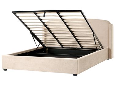 Bed met opbergruimte Stof BERNAY 180 x 200 cm Taupe