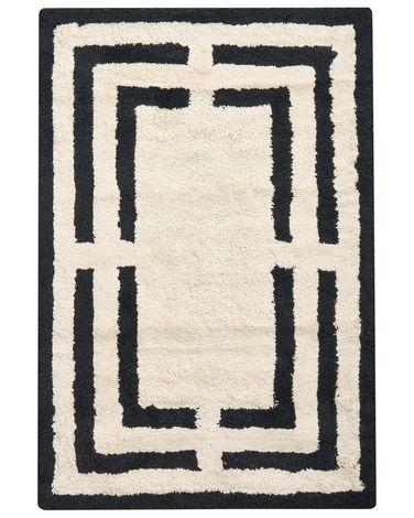 Badmat RISALU Zwart/beige 60 x 90 cm Katoen