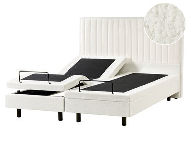 Adjustable Bed Boucle CASTELLAN 160 x 200 cm (EU King Size) Off-White