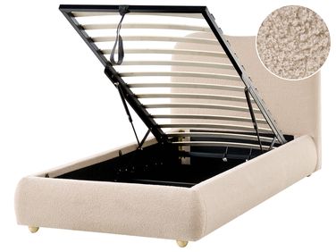 Bed met opbergruimte Bouclé BLAGNAC 90 x 200 cm Beige