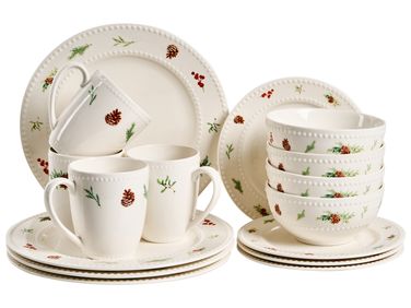 Set de 16 couverts de table MARJORAM Porcelaine Blanc