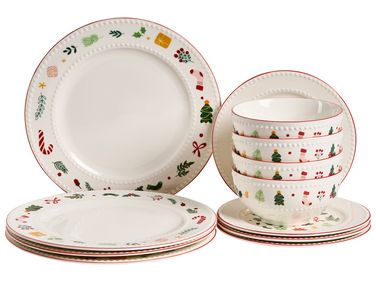 Set de 12 couverts de table SAFFRON Porcelaine Blanc