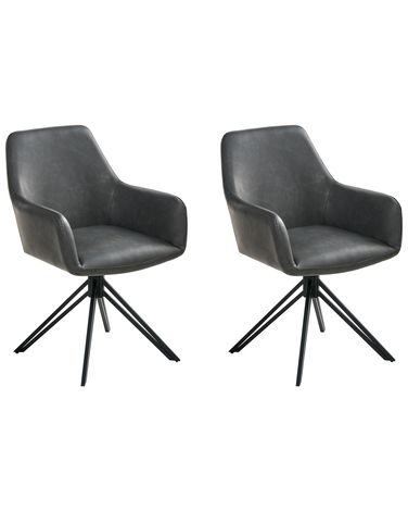 Set van 2 eetkamerstoelen draaibaar SANSARC Kunstleer Zwart