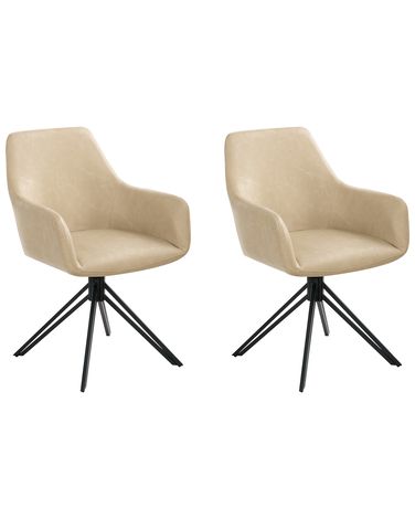 Set van 2 eetkamerstoelen SANSARC Kunstleer Beige