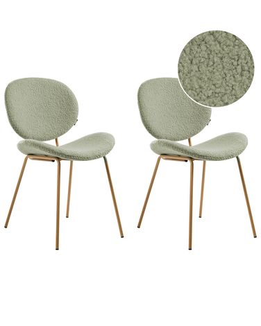 Set van 2 eetkamerstoelen LUANA Bouclé Lichtgroen
