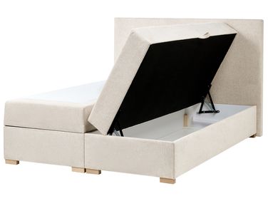 Divan Bed with Storage Fabric MAJOR 140 x 200 cm (EU Double) Light Beige