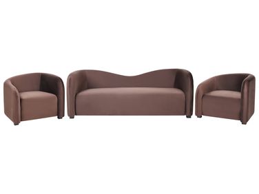 Ensemble de salon 5 places VELTADA Velours Marron foncé