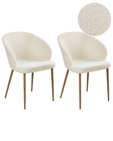 Set van 2 eetkamerstoelen MASON Bouclé Gebroken wit/lichtbruin