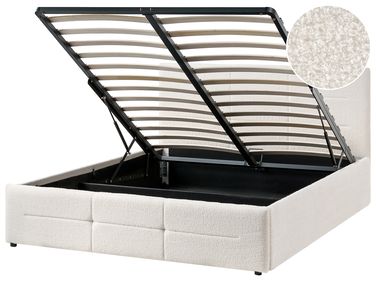 Bed met opbergruimte Bouclé MASSOGNES 140 x 200 cm Gebroken wit