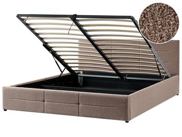 Ottoman Bed Boucle MASSOGNES 180 x 200 cm Taupe