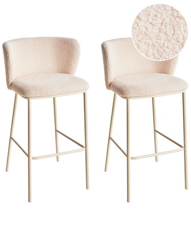 Set van 2 barstoelen MINA II Bouclé Lichtbeige