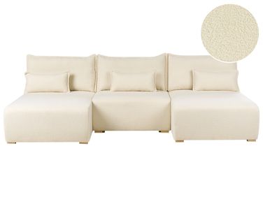 Canapé modulable en forme de U NERBO Bouclé Blanc cassé