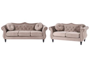 Ensemble de salon 5 places SKIEN Velours Taupe