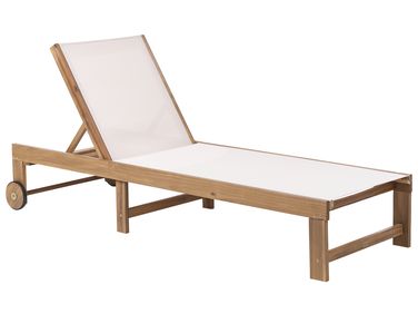 Sun Lounger PEDESINA Reclining Acacia Wood Beige