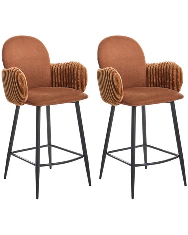 Set van 2 barstoelen AMITY Stof Bruin