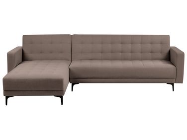 Canapé-lit d'angle modulable 4 places ABERDEEN Tissu Taupe Côté droit