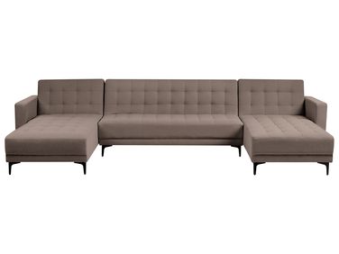Canapé-lit modulable en forme de U 5 places ABERDEEN Tissu Taupe