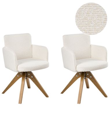 Set van 2 eetkamerstoelen draaibaar EVELYN Bouclé Gebroken wit