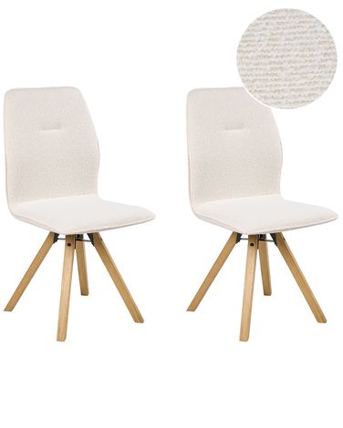 Set van 2 eetkamerstoelen draaibaar ALKALI Bouclé Gebroken wit
