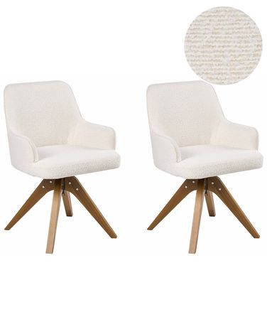 Set van 2 eetkamerstoelen draaibaar SYLVANIA Bouclé Gebroken wit