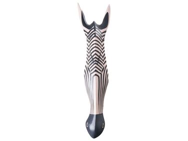Décoration murale Zèbre GBOKO Bois de manguier 80 cm Noir/blanc