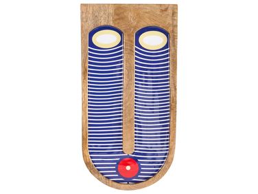 Décoration murale Visage JIMETA Bois de manguier 40 cm Bleu