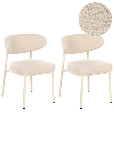 Set van 2 eetkamerstoelen UNITY Bouclé Lichtbeige