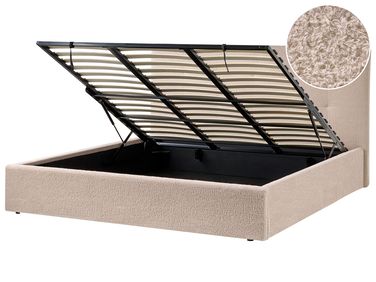 Bed met opbergruimte Bouclé LORIENT 180 x 200 cm Beige
