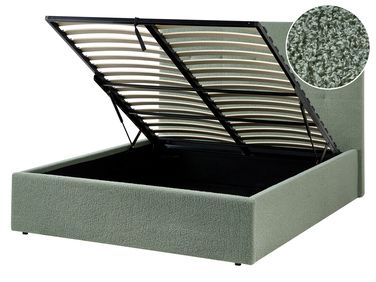 Bed met opbergruimte Bouclé LORIENT 140 x 200 cm Groen
