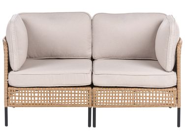 Canapé de jardin 2 places OMEGANA Polyrotin Beige clair
