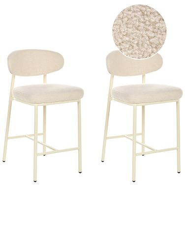Set van 2 barstoelen UNITY Bouclé Lichtbeige