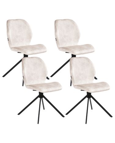 Set van 4 eetkamerstoelen draaibaar MORRISON Fluweel Lichtbeige