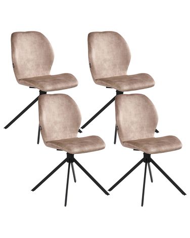 Set van 4 eetkamerstoelen draaibaar MORRISON Fluweel Beige