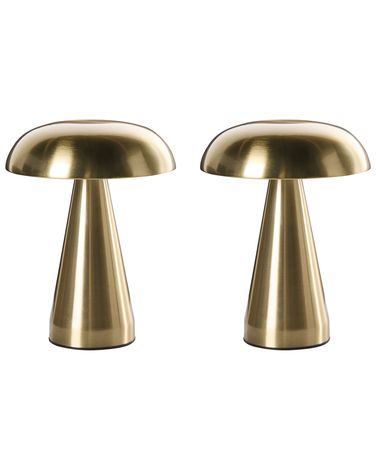 Set van 2 draadloze LED tafellampen KULFO met dimmer Metaal Goud
