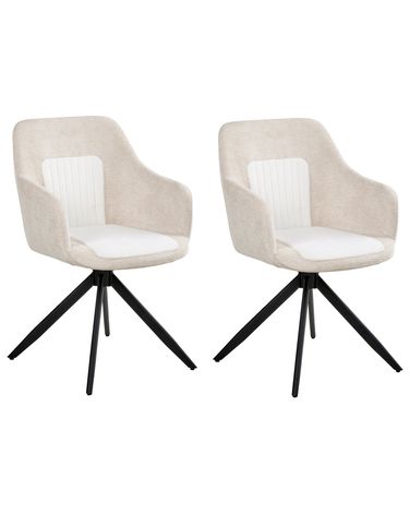 Set van 2 eetkamerstoelen draaibaar LIKELY Stof Lichtbeige