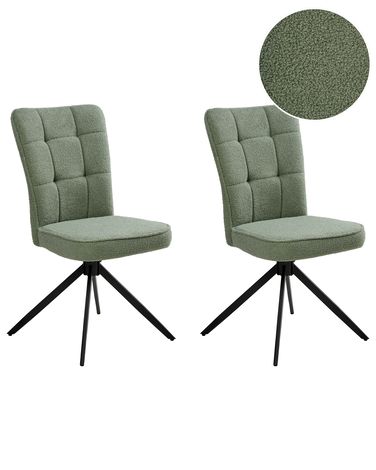 Set van 2 eetkamerstoelen draaibaar RYAN Bouclé Lichtgroen