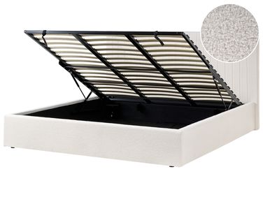 Ottoman Bed Boucle VION 180 x 200 cm (EU Super King) Off-White