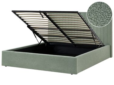 Ottoman Bed Boucle VION 160 x 200 cm (EU King Size) Green
