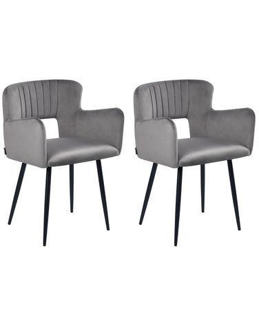 Set van 2 eetkamerstoelen SANILAC Fluweel Grijs